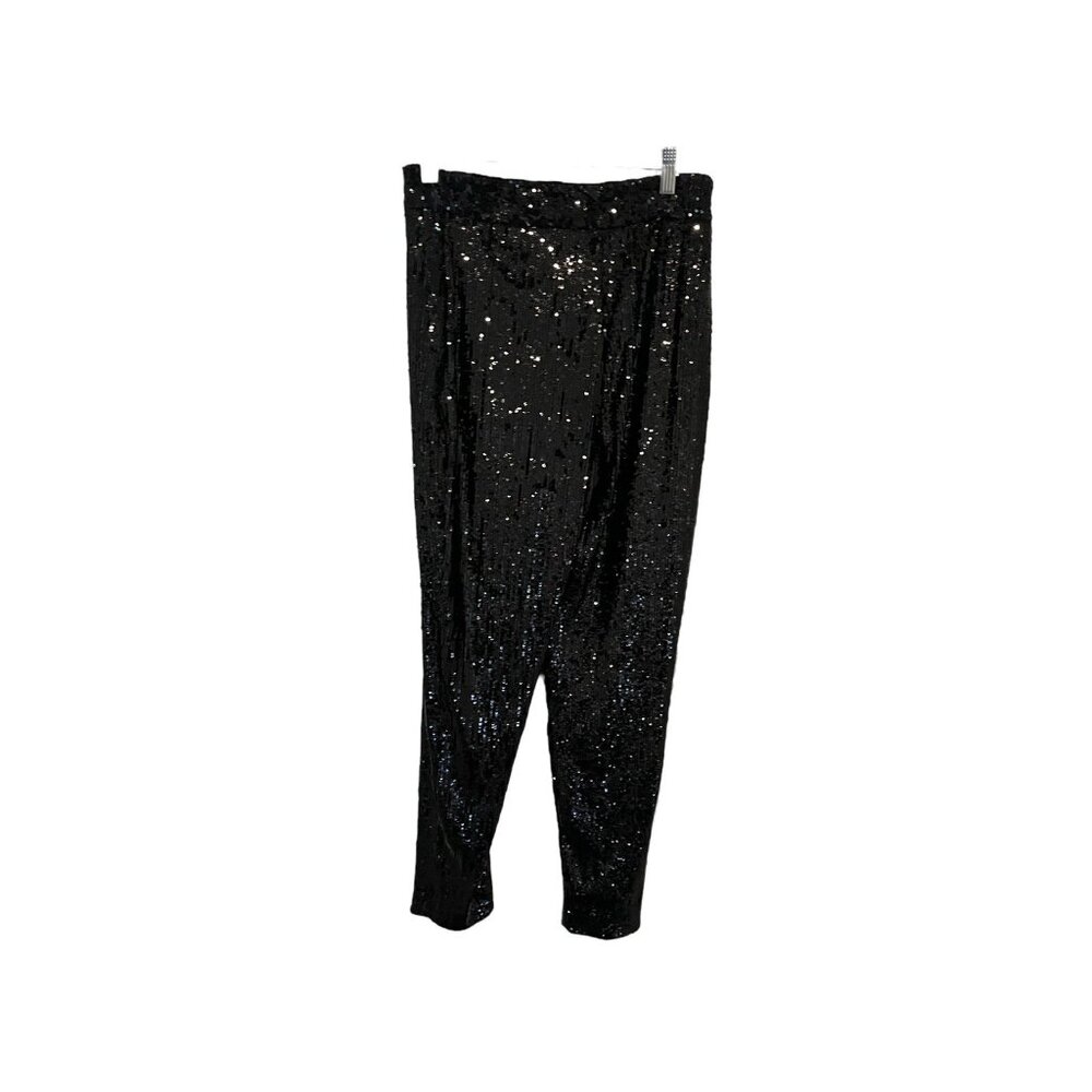 Womens Express Black Sequin Ankle Pants Small Evening Elegant Party Wedding Date - Picture 2 of 10